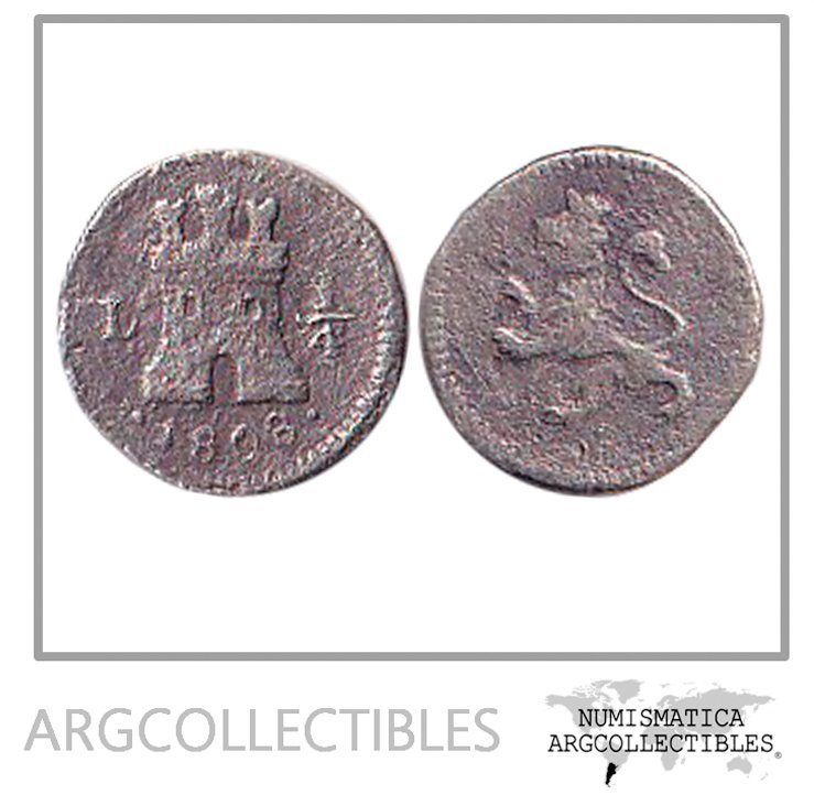 Peru (Lima) Moneda 1/4 Real 1808 Plata KM-102.2 F+