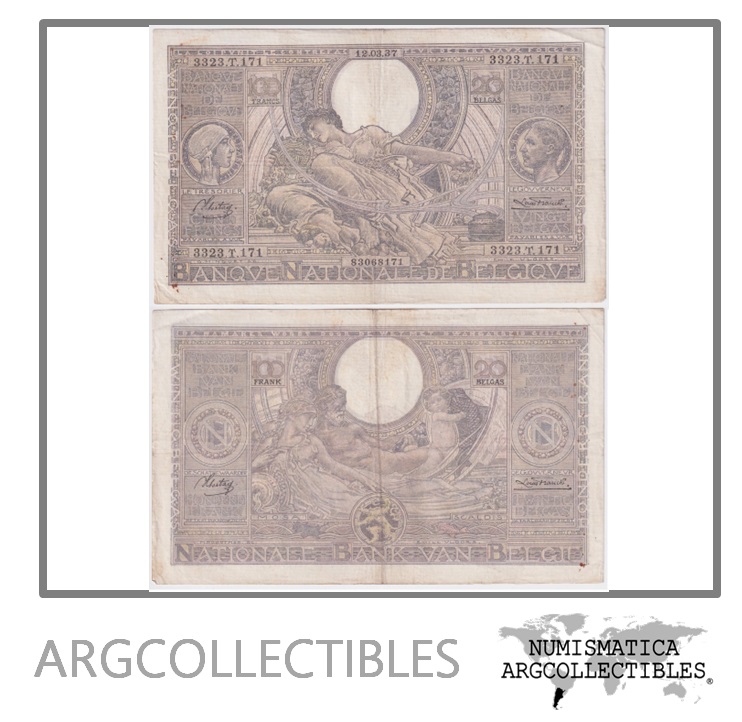Belgica Billete 100 Francos 1937 P-107 VF