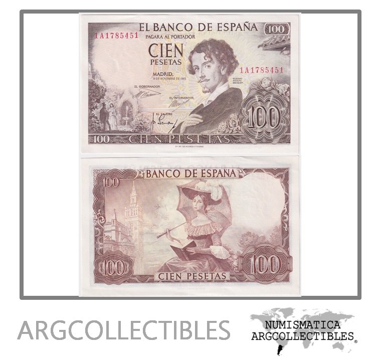 España Billete 100 Pesetas 1965 P-150 AU