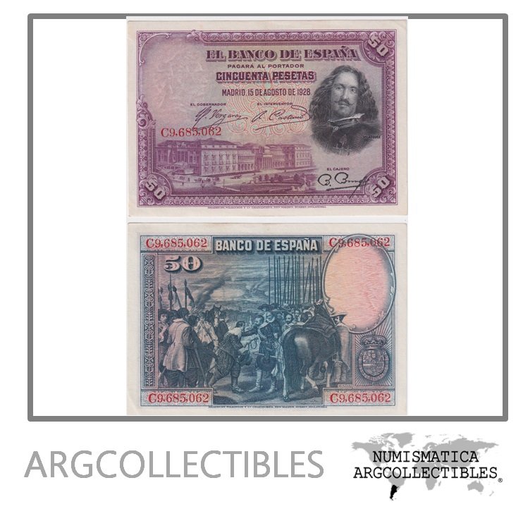 España Billete 50 Pesetas 1928 P-69 AU