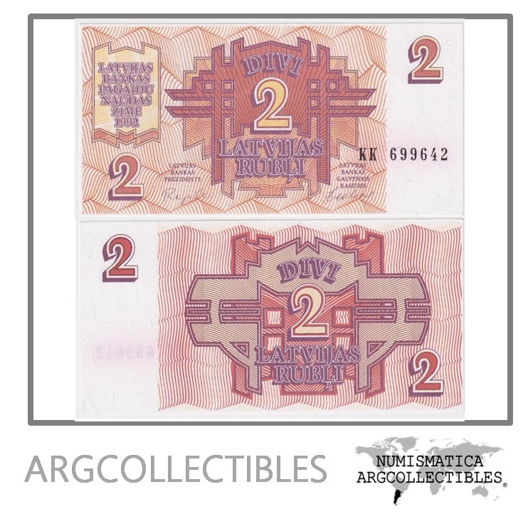 Letonia Billete 2 Rublos 1992 P-36 UNC