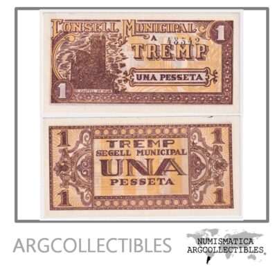 España Billete 1 Peseta 1937 Tremp (Lerida) UNC
