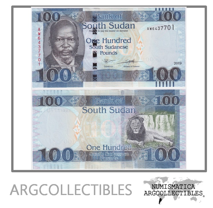 Sudan del Sur Billete 100 Pounds 2019 P-15 UNC