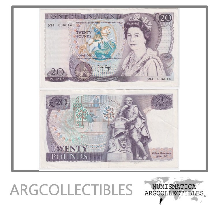 Inglaterra Billete 20 Pounds 1970-1991 P-380b XF+