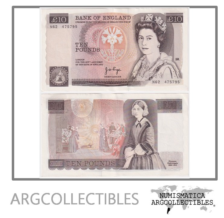 Inglaterra Billete 10 Pounds 1975-1992 P-379a AU