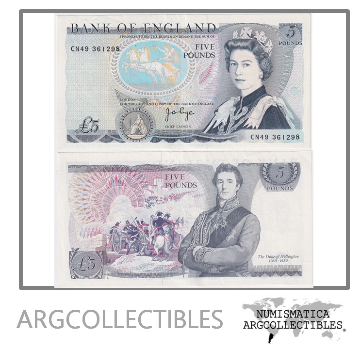 Inglaterra Billete 5 Pounds 1971-1991 P-378b XF+