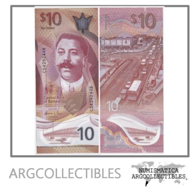 Barbados Billete 10 Dolares 2022 P-82 UNC (Polimero)
