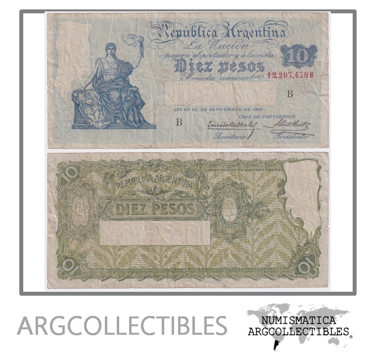 Argentina Billete 10 Pesos 1928 P-245b/BOT-1628 VF- Serie B