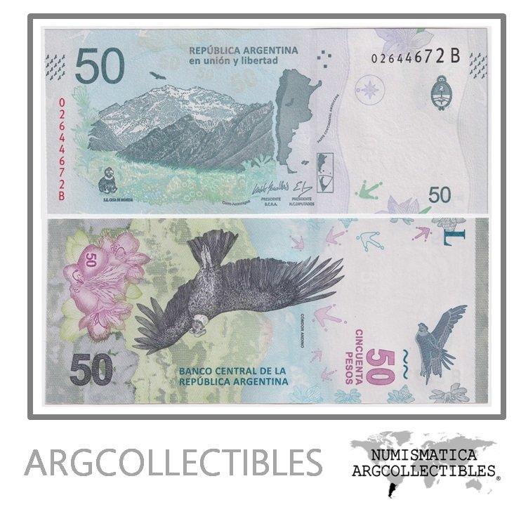 Argentina Billete 50 Pesos 2019 P-363/BOT-5205 (SERIE B) UNC