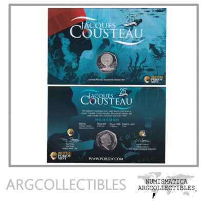 Territorios Antarticos Britanicos Moneda 50 Pence 2022 Niquel Jacques Cousteau UNC