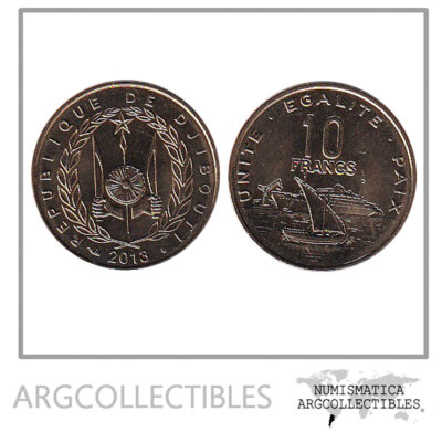 Djibouti Moneda 10 Francos 2013 Laton KM-23 UNC