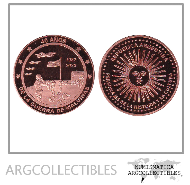 Argentina Medalla 2022 1 Onza Cobre 40 Aniv Guerra Malvinas Proof