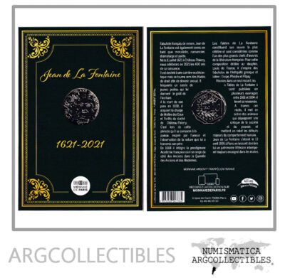 Francia Moneda 10 Euros 2021 Plata 500 Jean de la Fontaine 400 Aniv UNC