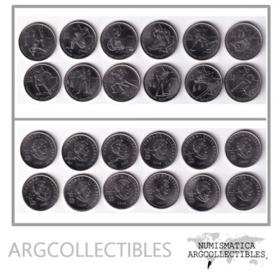 Canada Set x12 Monedas 25 Centavos 2007-2008-2009 JJOO de Invierno Vancouver 2010 UNC