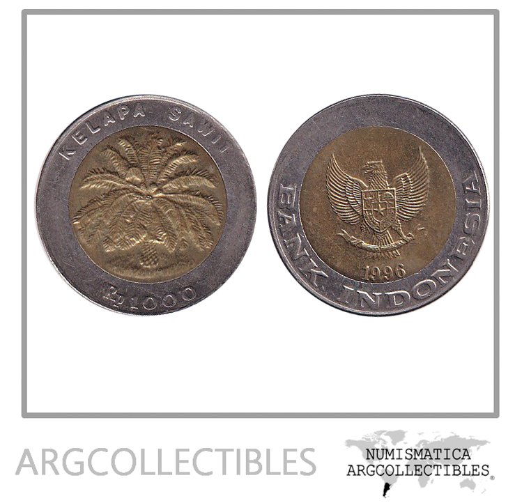Indonesia Moneda 1000 Rupias 1996 Bimetalica KM-56 UNC