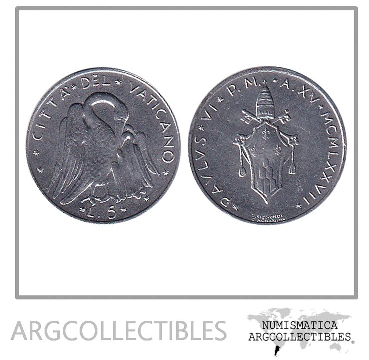 Vaticano Moneda 5 Liras 1977 Aluminio KM-118 UNC