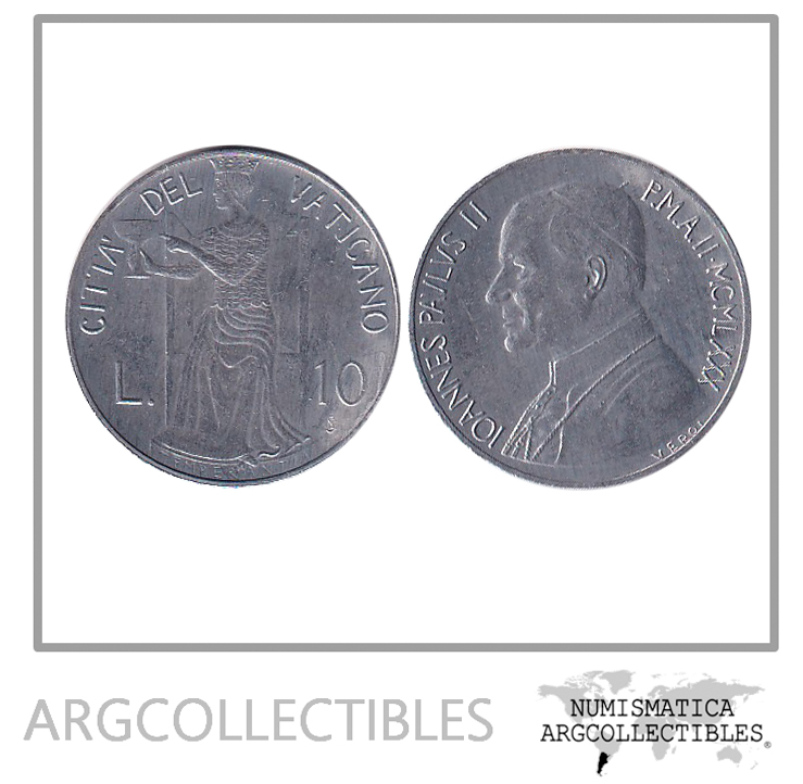 Vaticano Moneda 10 Liras 1980 Aluminio KM-143 UNC