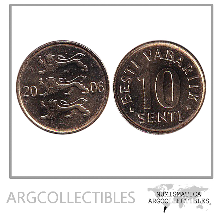 Estonia Moneda 10 Senti 2006 Laton KM-22 UNC