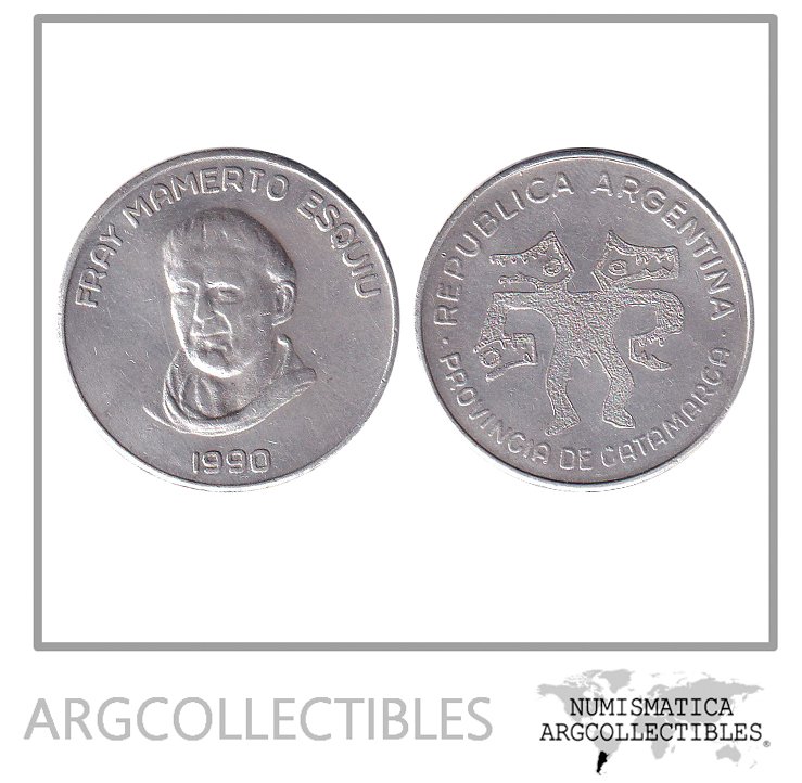 Argentina Catamarca Moneda 1 Esquiu (100.000 Australes) 1990 Plata 900 CJ-1.1.1 XF