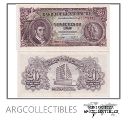 Colombia Billete 20 Pesos 1965 P-401c AU