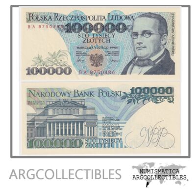 Polonia Billete 100.000 Zlotych 1990 P-154 UNC