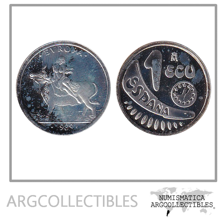 España Moneda 1 Ecu 1989 Plata 925 El Rapto de Europa X-M23 Proof