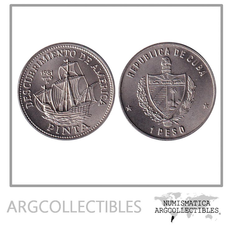 Cuba Moneda 1 Peso 1981 Niquel KM-67 Pinta UNC