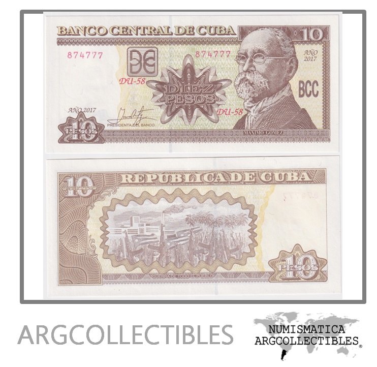Cuba Billete 10 Pesos 2017 P-117 UNC