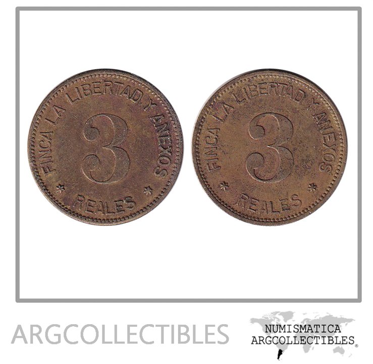 Guatemala Ficha Token 3 Reales Finca la Libertad y Anexos