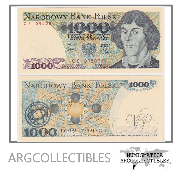 Polonia Billete 1.000 Zlotych 1979 P-146 UNC (Copernico)