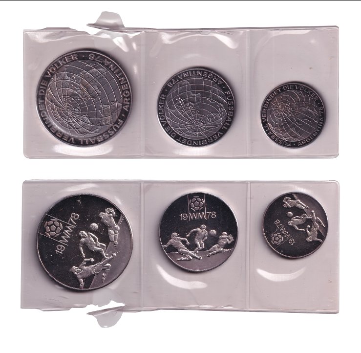 Alemania Set x3 Medallas Mundial Futbol Argentina 78 Plata 999 - 95GR PROOF - Imagen 2