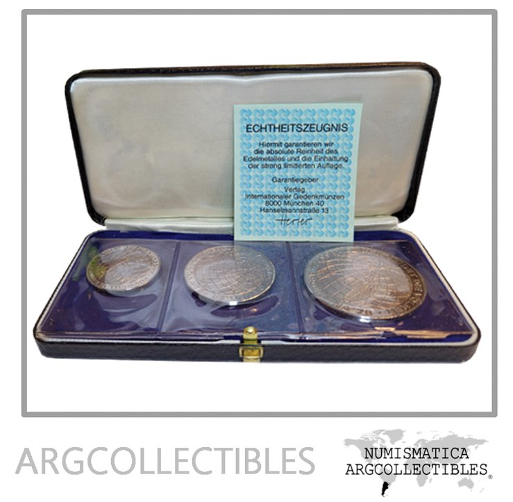 Alemania Set x3 Medallas Mundial Futbol Argentina 78 Plata 999 - 95GR PROOF