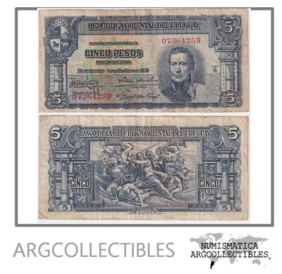 Uruguay Billete 5 Pesos 1939 P-36/CR-10.IV.22 F+