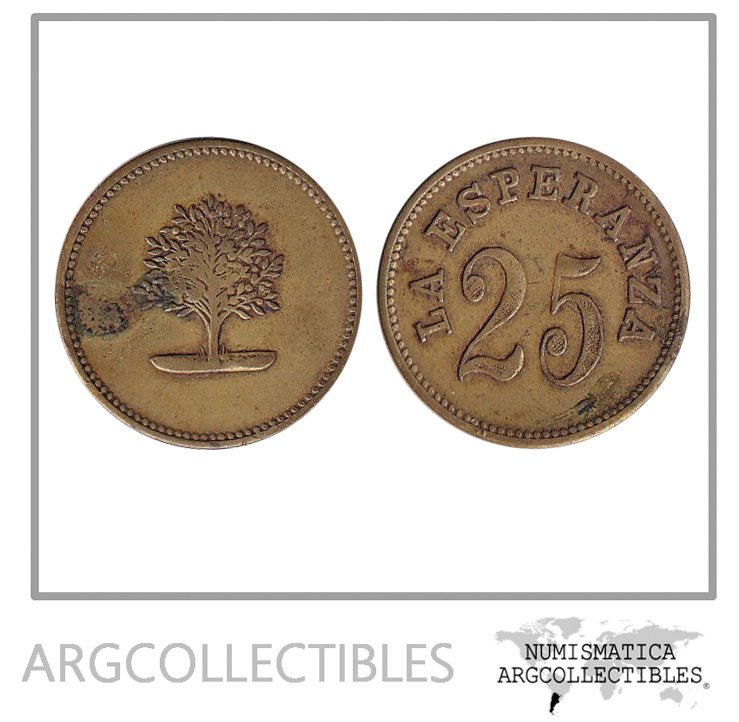 Guatemala Ficha Token Valor 25 Centavos Finca la Esperanza (Laton)