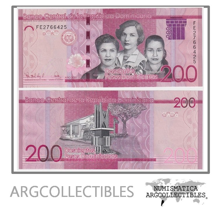 Republica Dominicana Billete 200 Pesos 2021 P-191 UNC