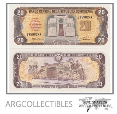 Republica Dominicana Billete 20 Pesos Oro 1992 P-139 UNC