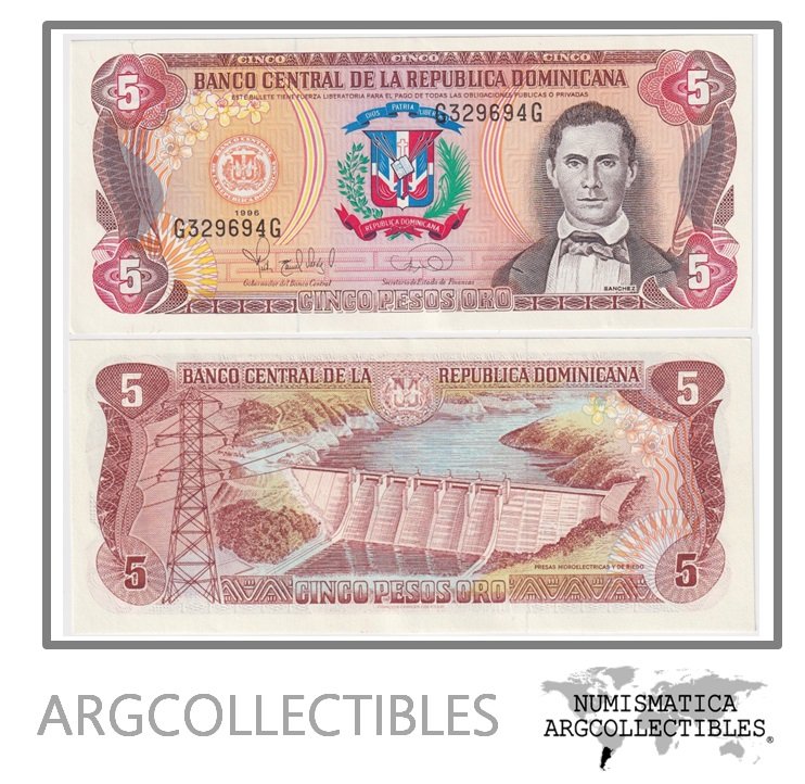 Republica Dominicana Billete 5 Pesos 1996 P-152a UNC