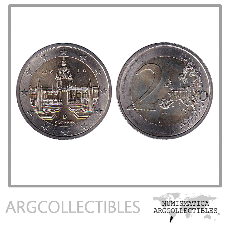 Alemania Moneda 2 Euros 2016 D Sachsen Bimetalica UNC