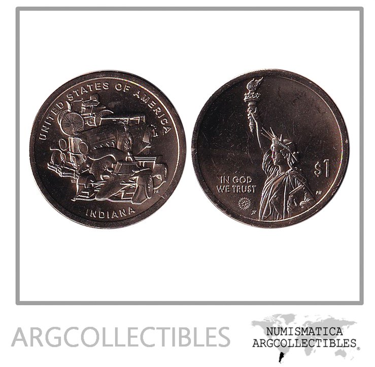 USA Moneda 1 Dolar 2023 D Laton Automoviles Indiana UNC