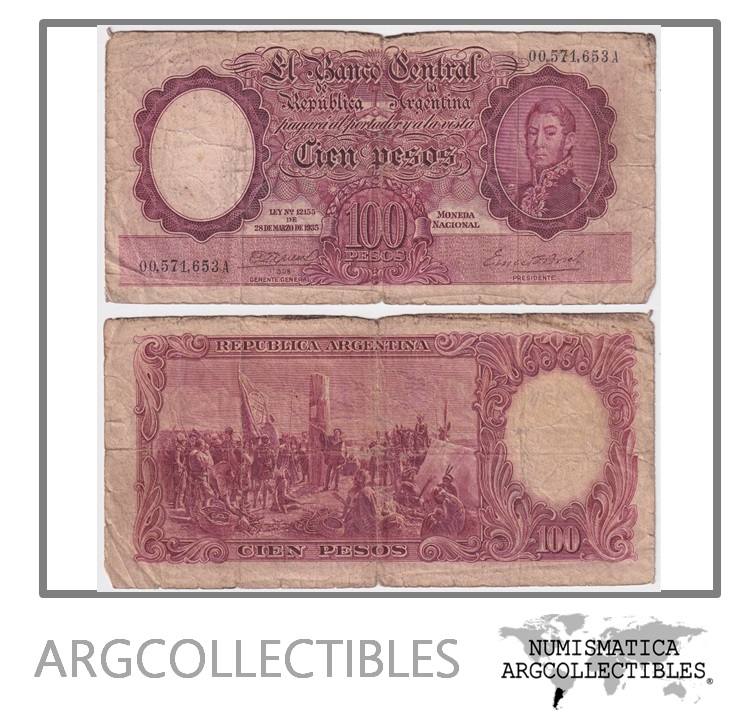 Argentina Billete 100 Pesos 1943 P-267a/BOT-2030 F- Serie A