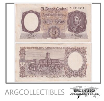 Argentina Billete 5 Pesos 1960 P-275b/BOT-1921 XF- Serie A