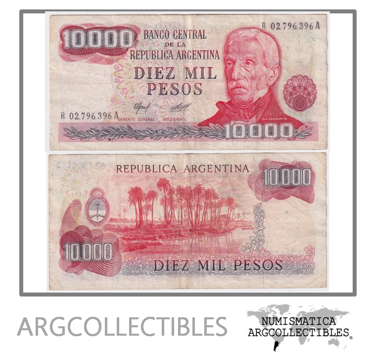 Argentina Billete 10.000 Pesos 1977 P-306/BOT-2489 VF (Reposicion)