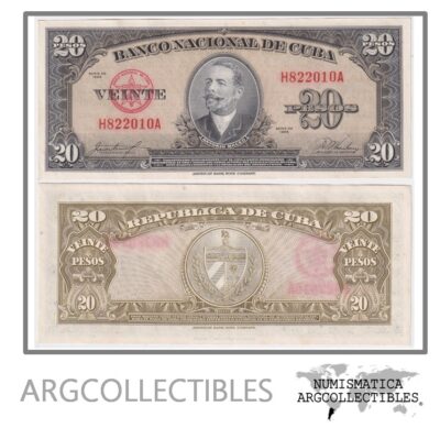 Cuba Billete 20 Pesos 1958 P-80b UNC