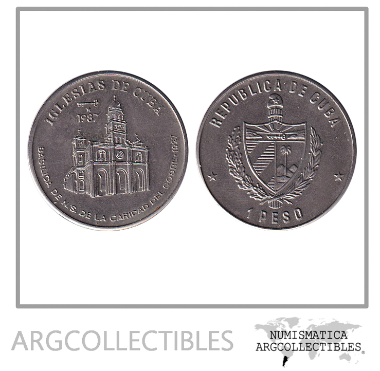 Cuba Moneda 1 Peso 1987 Iglesia N.S. Caridad del Cobre Niquel KM-150 UNC