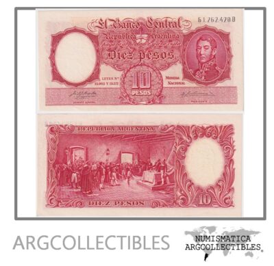 Argentina Billete 10 Pesos 1956 P-270a/BOT-1956 AU Serie D