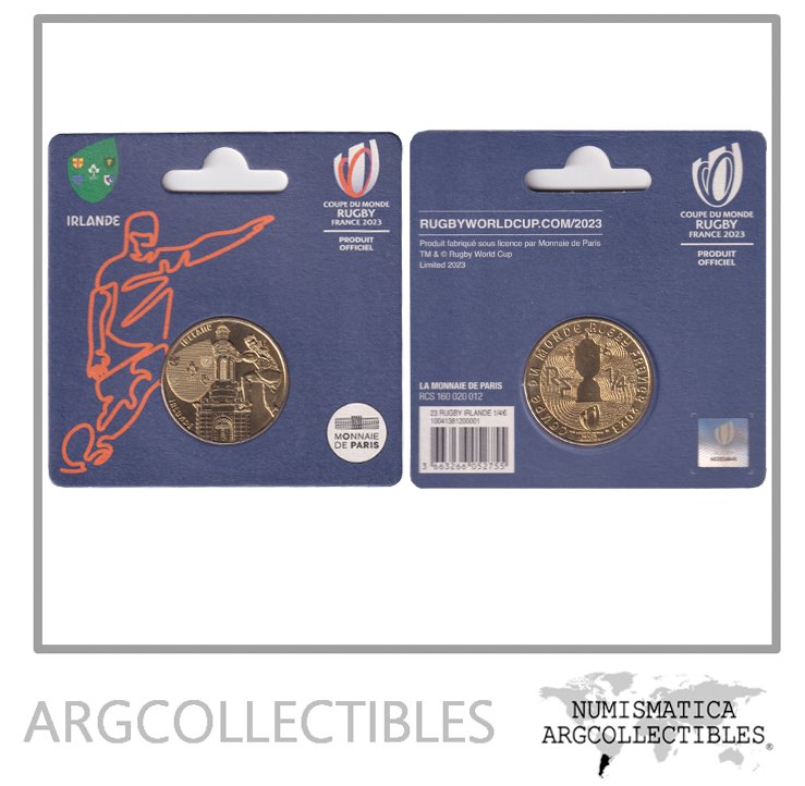 Francia Blister Moneda 1/4 Euro 2023 Laton Copa del Mundo Rugby Irlanda UNC