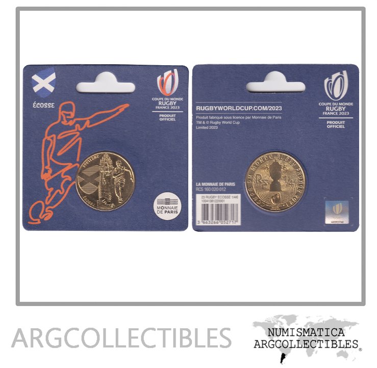 Francia Blister Moneda 1/4 Euro 2023 Laton Copa del Mundo Rugby Escocia UNC