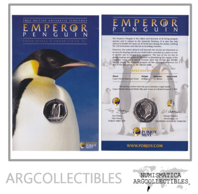 Territorios Antarticos Britanicos Blister Moneda 50 Pence 2023 Pinguino Emperador Niquel UNC