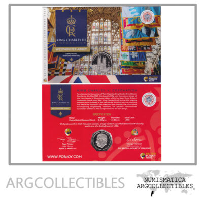 Territorios Antarticos Britanicos Blister Moneda 50 Pence 2023 Coronacion Rey Carlos III Niquel UNC