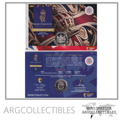 Islas Georgias y Sandwich del Sur Moneda 50 Pence 2023 Coronacion Rey Carlos III Niquel UNC
